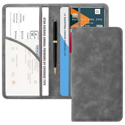 CoBak Car Registration and Insurance Holder - Vehicle Glove Box Car Organizer,Auto Truck Comparment Accessories Case with Magnetic Closure for Driver License,Cards - color: L-Stone Gray