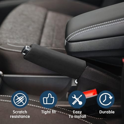 Car Handbrake Cover Gear Shift Knob Cover, Auto Comfortable Grip Handbrake Cover, Silicone handbrake Cover for Most Vehicle Handbrake - color: Black