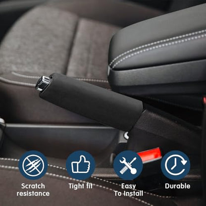 Car Handbrake Cover Gear Shift Knob Cover, Auto Comfortable Grip Handbrake Cover, Silicone handbrake Cover for Most Vehicle Handbrake - color: Black
