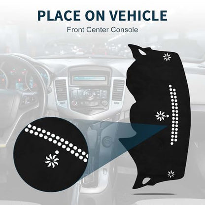 Dash Cover for Chevrolet Cruze 2016-2021 Non-Slip Dashboard Cover Mat Black 1Pcs Sun Protection Sunshield Heat Shield UV Protect