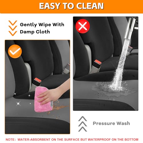 Front Seat Cover Compatible with 1999-2007 Ford F250-F550, Front 40/20/40 Split Bench Seat Cover, Neoprene Fabric with Pointed Molded Headrests & Opening Console, No Shoulder on the Backrests - color: black and charcoal