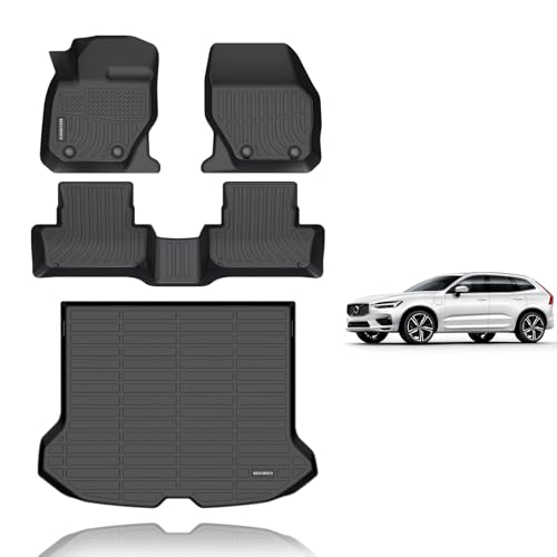 KELCSEECS® Floor Mats & Cargo Liner Custom for 2010-2017 Volvo XC60 All Weather Protection TPE Floor Liners Front& Rear Row Full Set Volvo XC60 Accessories Black - style: 19) For 2010-2017 XC60 Full Set