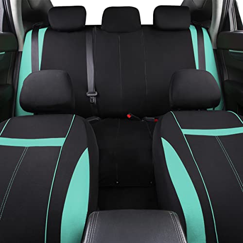 CAR-GRAND Sporty Cloth Car Seat Covers Full Set, Breathable and Washable,Universal Fit for Car, Truck, Sedan, Vans, SUV, Airbag Compatible, Zipper Design - color: Mint