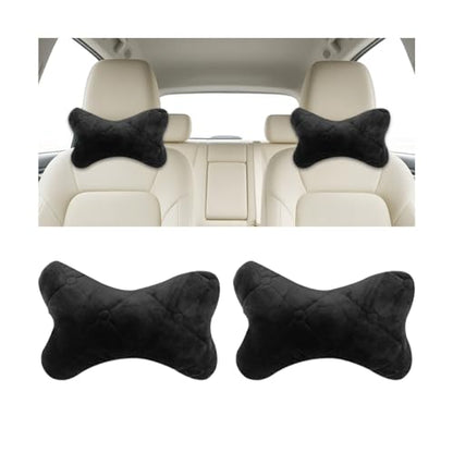 2PCS Car Headrest Pillow, Comfortable Ergonomic Design Vehicle Seat Neck Pillow for Driving Fatigue Relief, Soft Breathable Automotive Interior Head Rest Cushion Pad, Universal Fit (Black) - color: Black