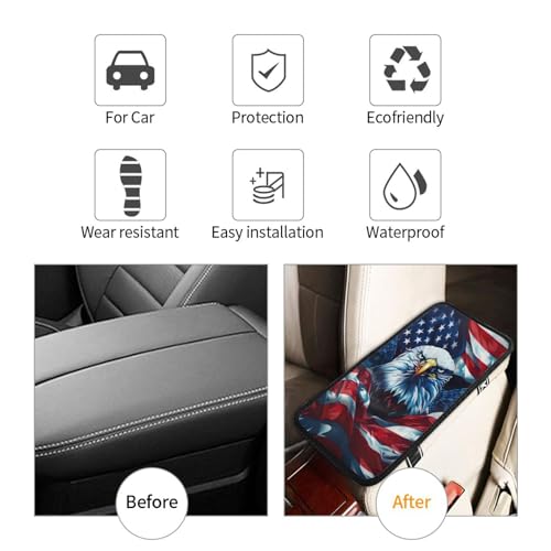Universal Car Center Console Cushion Pad, American Flag Eagle Soft Waterproof Car Center Console Cover Auto Armrest Seat Box Cover Protector for Most Vehicle SUV Truck Car - color: American Flag Eagle
