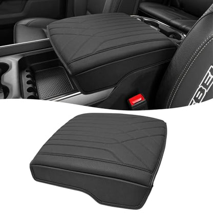 KBH Center Console Armrest Cover for 2019-2026 Dodge Ram 1500 2500 3500 5th Gen, Arm Rest Cushion Pad Protector, Vinyl Leather, Black (Fits Bucket Seat Only) - color: Black Stitch