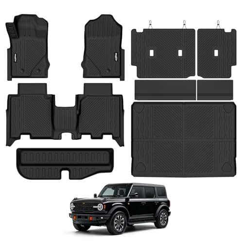 Floor Mats for Ford Bronco 4 Door 2021-2025, Trunk Mat with Trunk Lower Storage Mat and Backrest Mat All Weather TPE Protector for Ford Bronco 4 Door Accessories Floor Liner - size: 3)Bronco 4 Door|2021-2025