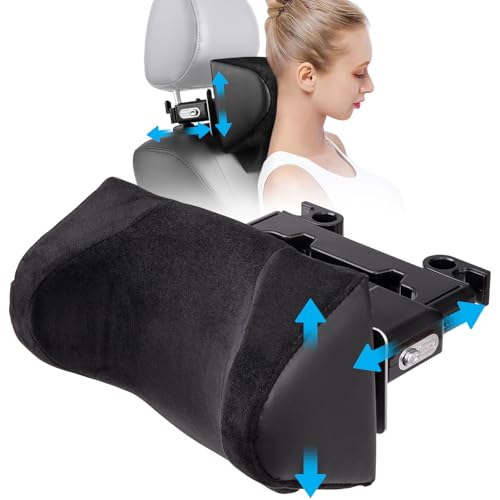 Spurtar Car Neck Pillow Height Adjustable Memory Foam Travel Pillow Headrest for Adults Neck Comfort Pain Relief While Driving Travel - Only Fit for Poles Distance 1.1" - 3.9" - Not for Children