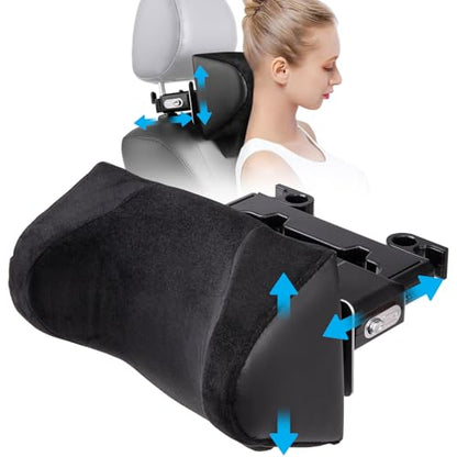 Spurtar Car Neck Pillow Height Adjustable Memory Foam Travel Pillow Headrest for Adults Neck Comfort Pain Relief While Driving Travel - Only Fit for Poles Distance 1.1" - 3.9" - Not for Children