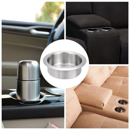 uxcell 2 Pcs 201 Stainless Steel Drop-in Cup, 1.38" x 4.2" Drink Can Holder Poker Table Cup Holder Insert for Sofa Boat Car Marine, Silver - size: 1.38" x 4.2"
