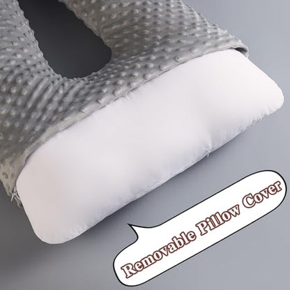 Travel Pillow for Kids Adult in Car - Pillow for Car Sleeping Ultra Large U Shaped with Removable Soft Cover Support Fix Neck and Body Sitting/Sleeping on The Trip (Grey) - color: Grey