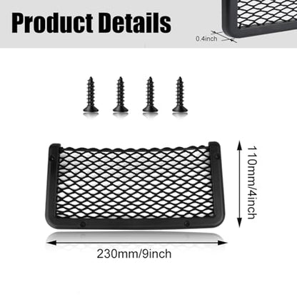 ABS Plastic Frame Automotive Cargo Nets Car Net Pocket Phone Car Mesh Net Holder RV Storage Boat Cargo Pocket Organizer Framed Mesh Net Pocket with Screws for Auto RV Net(2, 9 x 4 Inch) - size: 9 x 4 Inch