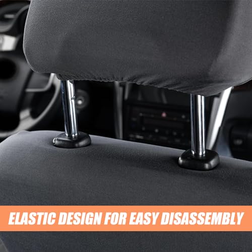 2 PCS Car Seat Headrest Cover, 9" x 10.6" Knitted Stretch Breathable Fully Surrounded Simple Dust Cover, Reusable Flexible Headrest Protector, Universal for Most Cars (Black) - color: Black