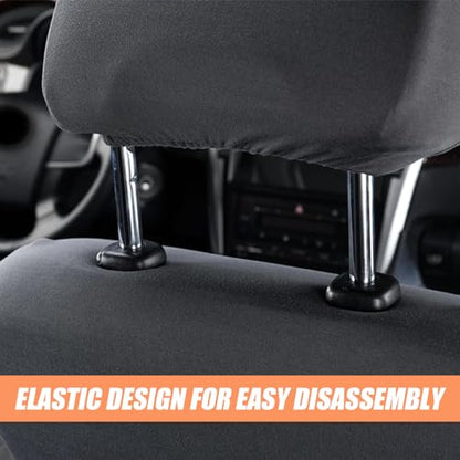 2 PCS Car Seat Headrest Cover, 9" x 10.6" Knitted Stretch Breathable Fully Surrounded Simple Dust Cover, Reusable Flexible Headrest Protector, Universal for Most Cars (Black) - color: Black