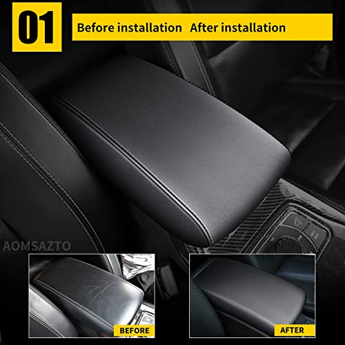 Black Leather Armrest Covers for Grand Cherokee 2011-2021 Jeep Console Cushion for Grand Cherokee（not for 2022