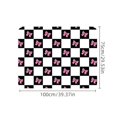 Universal Car Trunk Mat 29" x 39", Plaid and Pink Bow All Weather Trunk Protection Cargo Liner, Durable Cargo Mat Rear Trunk Liner, Stylish Vehicle Interior Accessories Suitable for Most Car Models - color: Plaid and Bow
