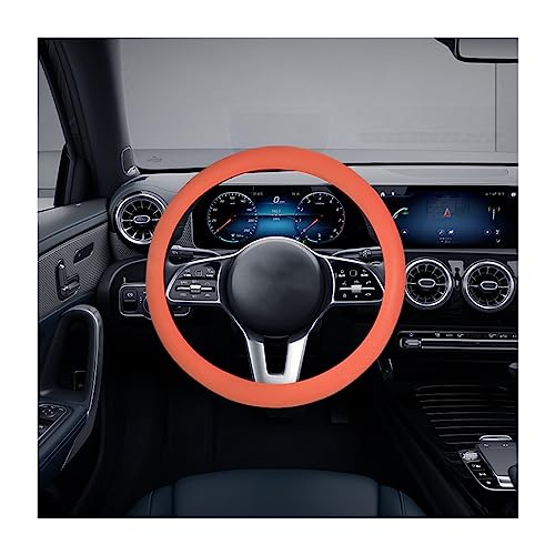 Car Silicone Steering Wheel Cover, Soft Anti-Slip Auto Steering Wheel Protector Fit 14 Inch, Universal Vehicle Interior Accessories for Cars, SUVs, Trucks, and Vans (Orange) - style: Orange