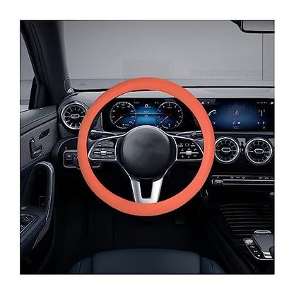 Car Silicone Steering Wheel Cover, Soft Anti-Slip Auto Steering Wheel Protector Fit 14 Inch, Universal Vehicle Interior Accessories for Cars, SUVs, Trucks, and Vans (Orange) - style: Orange
