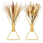 2 Pcs Boho Gold Wall Decor Metal Wall Art X Shaped Hanging Planters with Artificial Pampas Modern Home Gold Bathroom Decor for Bedroom Living Room