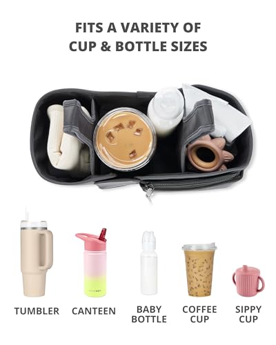 Skip Hop Ultimate Stroller Organizer Universal Fit with Adjustable Straps, Magnetic Flaps and Convertible Design That fits 40 oz. Tumblers, Black - color: Ultimate Black