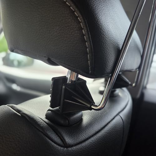Car Headrest Coat Hanger, Universal Vehicle Back Seat Clothes Hook, Chrome Stainless Steel, Garment Holder for Auto Interior