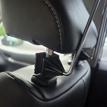 Car Headrest Coat Hanger, Universal Vehicle Back Seat Clothes Hook, Chrome Stainless Steel, Garment Holder for Auto Interior