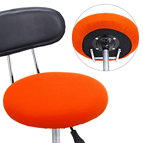 Tatuo Round Bar Stool Seat Covers Washable Stool Cushion Slipcover Elastic Bar Chair Covers for 14-17 Inch Chair (Orange, 4 Pieces) - color: Orange