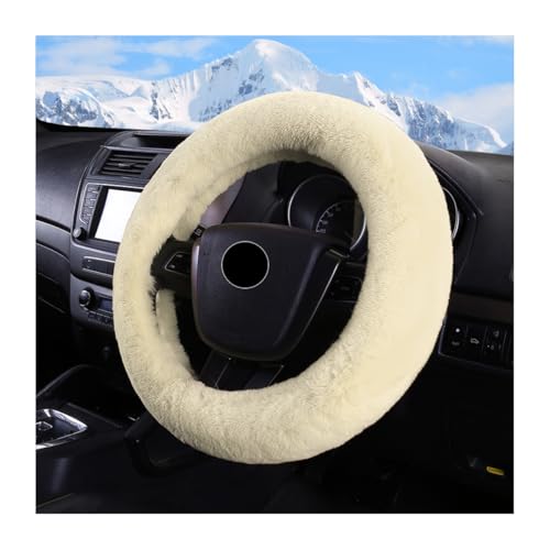 Car Fuzzy Steering Wheel Cover, 15 inch Fluffy Soft Steering Wheel Protector for Winter Warm, Anti-Slip Fuzzy Plush Vehicle Wheel Wrap Cover Interior Decoration for Women Men (Beige) - color: Beige