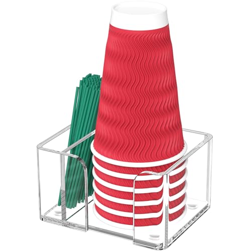 Coffee Bar Accessories and Organizer, Disposable Cup Holder for Countertop, 5.8 Inches Clear Acrylic Storage and Organization for Coffee Cup Lid Stirrer Pod, Farmhouse Table Décor - color: Clear, size: 5.8 Inches