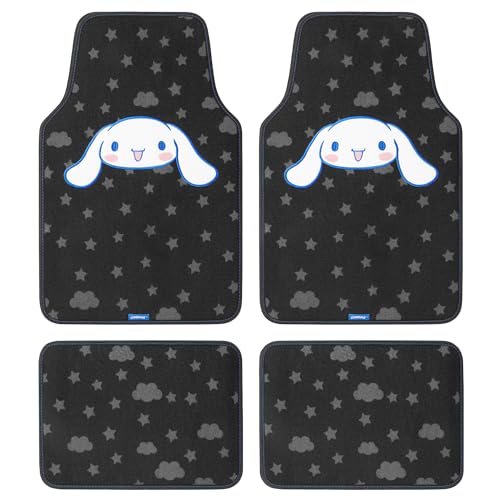 Cinnamoroll Carpet Car Floor Mats - Universal Fit for Cars, SUVs & Trucks - Super Cute Cinnamoroll Print & Pattern Accents - Front & Rear Set, 4 Piece - color: Carpet Cinnamoroll Midnight