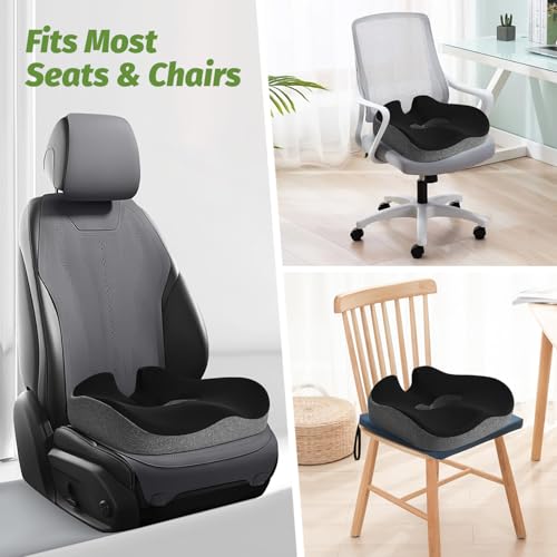 Concave U Surface Donut Pillow for Tailbone Pain Cradle Tailbone Reducing Pressure on Pelvis- Hemorrhoid Pillow for Office, Car, Home Seat-Gray (Black/Gray)