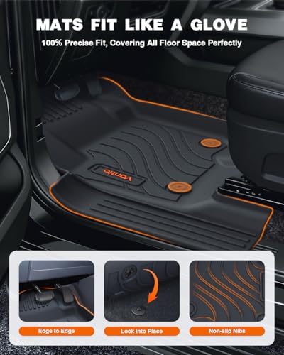 Floor Mats for 2019-2026 Chevrolet Silverado/GMC Sierra 1500 & 2020-2026 2500HD/3500HD Crew Cab (w/Rear Under-seat Storage), All-Weather TPE Custom Fit Floor Liners - size: 1500 2019-2026 & 2500 2020-2026 W/Storage