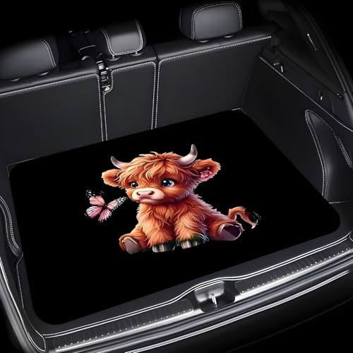 Universal Car Trunk Mat 29" x 39", Calf and Butterfly All Weather Trunk Protection Cargo Liner, Durable Cargo Mat Rear Trunk Liner, Stylish Vehicle Interior Accessories Suitable for Most Car Models - color: Calf and Butterfly