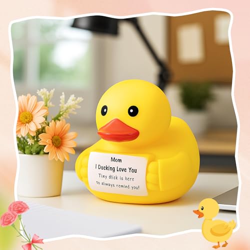 Civaner 7 Inch Emotional Giant Rubber Duck with Positive Message Thank You Gifts Motivational Rubber Duck Gift for Desk, Office, Home Decor Graduation(Moms Gifts) - style: Moms Gifts