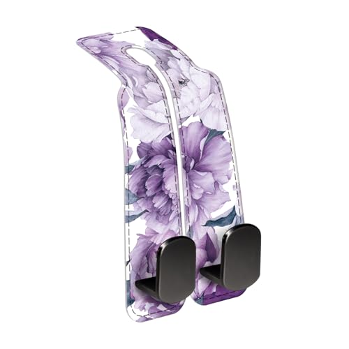 Car Seat Back Storage Headrest Hook, Premium Leather Double Metal Hook, Hanger Storage Organizer for Purse Cloth Bag, Car Interior Accessories Purple Cute Flowers - color: Purple Cute Flowers