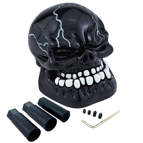 Skeleton Shifter Knobs Skull Gear Lever Handle Car Shift Head Fit Most Manual Automatic Transmission, Black - color: Black