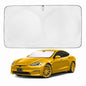 Windshield Sun Shade Compatible for Tesla Model S | Certified 99.87% UVB & 99.02% UVA Car Sun Shade. Award Winning Sunshade - Patented Technology | Car Shades by Kinder Fluff - size: Model S
