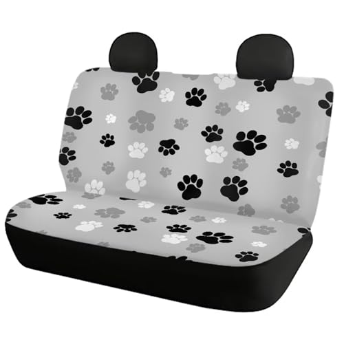 Howilath Grey and Black Dog Paw Print Car Seat Covers Full Set of 4 Pack Universal Fit for Most Cars Trucks Suvs Puppy Footprint Auto Accessories - color: Grey Dog Paw Design