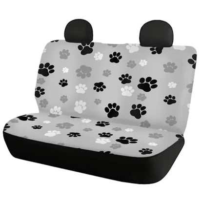 Howilath Grey and Black Dog Paw Print Car Seat Covers Full Set of 4 Pack Universal Fit for Most Cars Trucks Suvs Puppy Footprint Auto Accessories - color: Grey Dog Paw Design