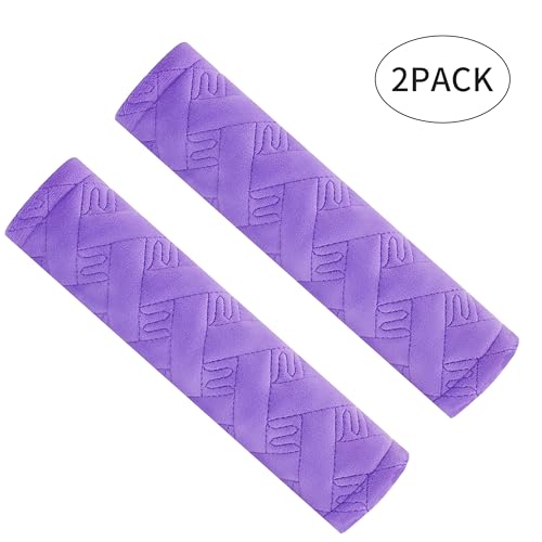 2-Pack Soft Seat Belt Covers Universal Car Shoulder Pad Cushions with Braid Pattern for Comfortable Driving & Bag Strap Protection Purple - color: Purple
