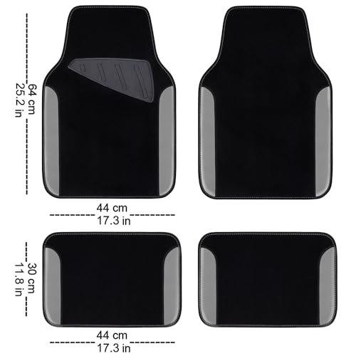 CAR PASS 3D Air Mesh Car Seat Covers Full Sets w/5mm Sponge, 4Pcs Waterproof Car Floor Mats, Steering Wheel Cover Universal Fit for SUV Sedan Truck, Airbag Compatible Automotive Interior(Black Gray) - color: Gray Combo