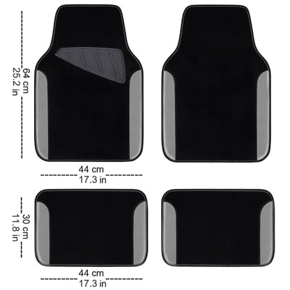 CAR PASS 3D Air Mesh Car Seat Covers Full Sets w/5mm Sponge, 4Pcs Waterproof Car Floor Mats, Steering Wheel Cover Universal Fit for SUV Sedan Truck, Airbag Compatible Automotive Interior(Black Gray) - color: Gray Combo