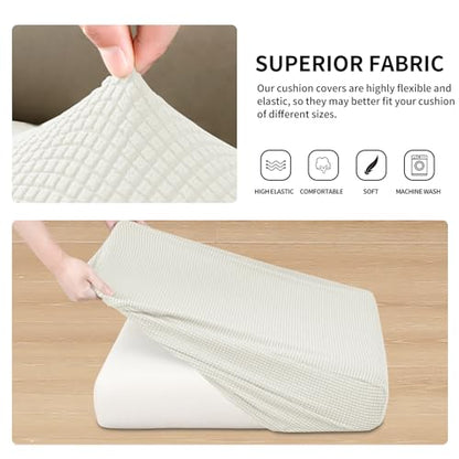 Easy-Going Stretch Individual Couch Cushion Cover Sofa Seat Furniture Protector Sofa slipcover Soft Flexibility with Elastic Bottom(2 Piece Cushion Sofa, Cream) - color: Cream, size: 2 Cushion Sofa