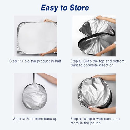 Windshield Sun Shade - Car Sun Shade Windshield, Compatible for Tesla Model 3/Y Customized, Tesla Model 3/Y Accessories 2025 Foldable Front Window Sunshade, Upgraded UV Protection Fabric - color: Light Silver(57"x36.5")