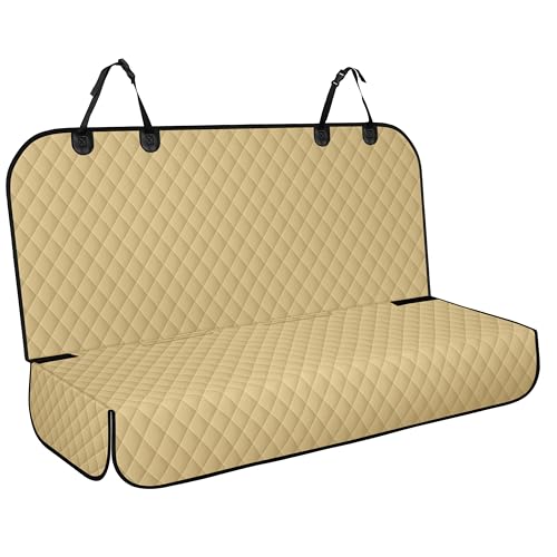 Backseat Cover for Dogs, Waterproof and Non-Slip Pet Bench Seat Covers, Car Seat Protector for Back Seat, Universal Size Rear Car Seat Cover Fits Cars, Trucks and SUVs, L-Khaki&Black