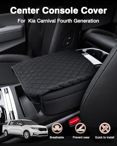 Shademax Center Console Cover for Kia Carnival KA4 2022-2024 2025 2026 Accessories Armrest Cover Console Cushion Pad Leather MPV Armrest Seat Box Cover Console Lid Protector with Pockets Storage Bag - size: Size for Kia Carnival 2022-2026