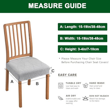 CRFATOP Waterproof Dining Room Chairs Seat Covers Set of 4 with Stretch Bench Slipcover Jacquard Kitchen Chair Slipcover Washable Seat Cushion Slipcover for Hotel Banquet Wedding Party, Light Grey - color: 03 Jacquard Light Grey