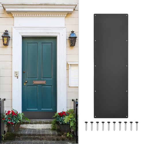 uxcell Door Kick Plate, 10 x 30 Inches Aluminum Kick Plate Door Plate, 1.5mm (1/16 Inch) Thickness, for Exterior Front Door or Back Door, Black (Single Pack) - color: Black, size: 10 x 30 Inch