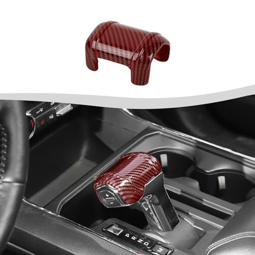 Gear Shift Knob Cover Stick Shifter Cap Cover Compatible with Ford F150 2021-2024+(Red Carbon Fiber) - color: Red Carbon Fiber