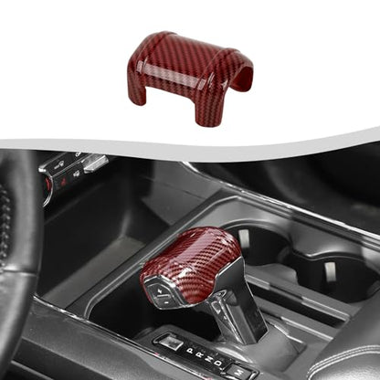 Gear Shift Knob Cover Stick Shifter Cap Cover Compatible with Ford F150 2021-2024+(Red Carbon Fiber) - color: Red Carbon Fiber